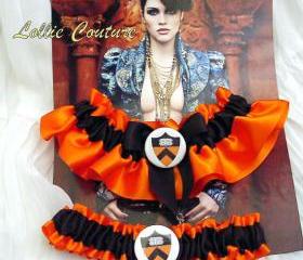 Princeton, College wedding garters, football wedding garters, wedding garter set