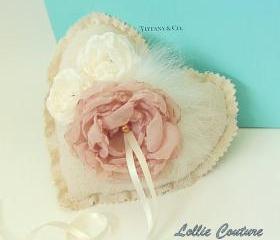 Woodland Wedding - Heart Ring Pillow - Romantic Shabby Chic Wedding pillow