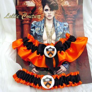 Princeton, College wedding garters, football wedding garters, wedding garter set